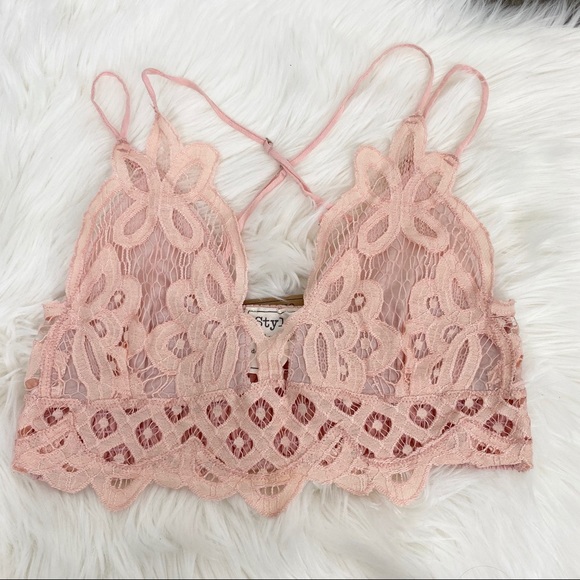Style Rack Other - Blush Pink Double Strap Lace Bralette